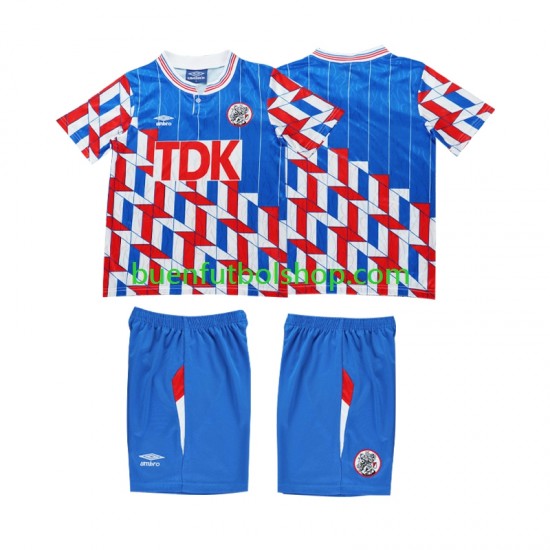 Camiseta de Fútbol AFC Ajax Retro 1989 1990 Segunda Equipación Manga Larga Niño