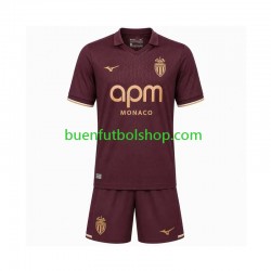 Camiseta de Fútbol AS Monaco 2026-2027 Segunda Equipación Manga Corta Niño