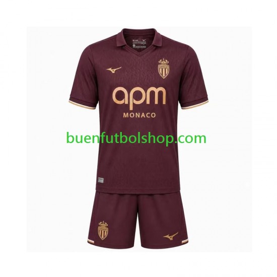 Camiseta de Fútbol AS Monaco 2026-2027 Segunda Equipación Manga Corta Niño