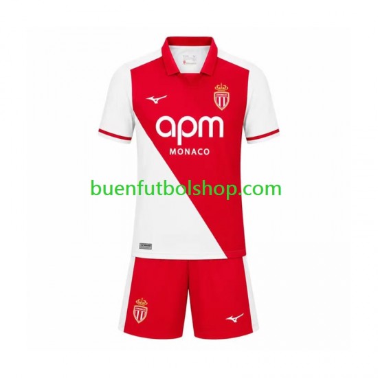 Camiseta de Fútbol AS Monaco 2026-2027 Primera Equipación Manga Corta Niño