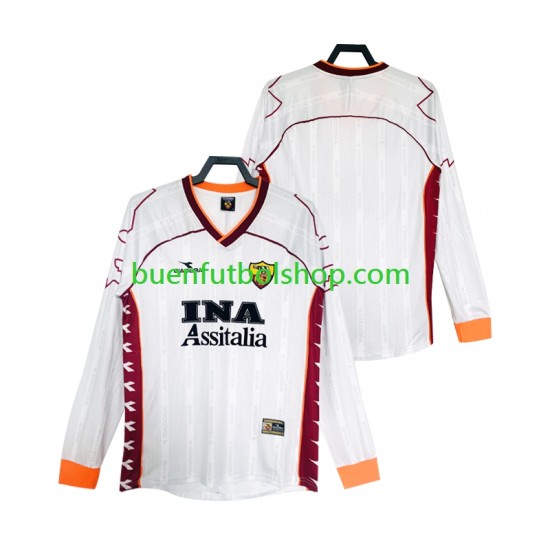 Camiseta de Fútbol AS Roma Retro 1999 2000 Segunda Equipación Manga Larga Hombre