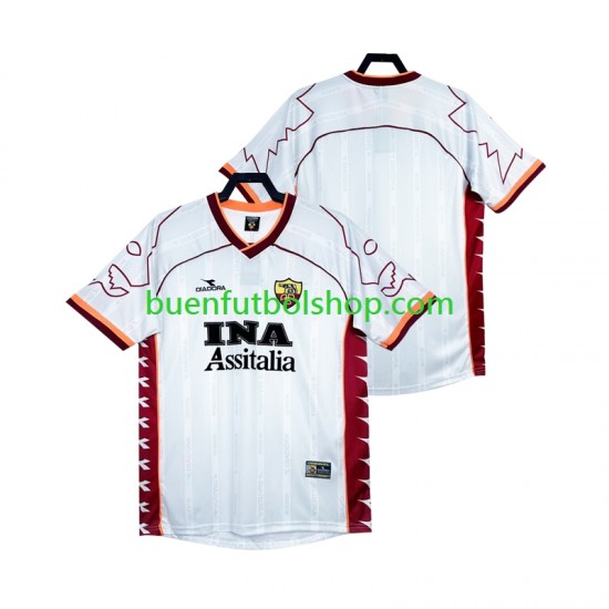 Camiseta de Fútbol AS Roma Retro 1999 2000 Segunda Equipación Manga Corta Hombre