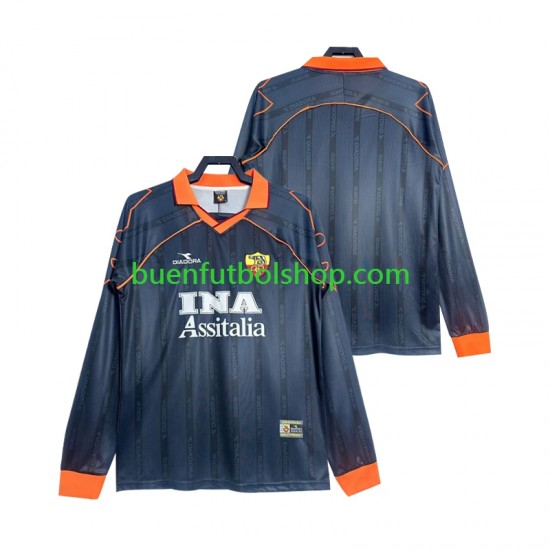 Camiseta de Fútbol AS Roma Retro 1999 2000 Tercera Equipación Manga Larga Hombre