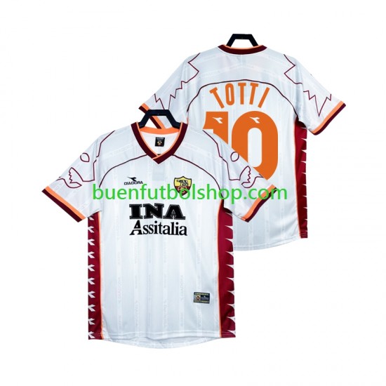 Camiseta de Fútbol AS Roma Totti 10 Retro 1999 2000 Segunda Equipación Manga Corta Hombre
