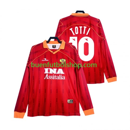 Camiseta de Fútbol AS Roma Totti 10 Retro 1999 2000 Primera Equipación Manga Larga Hombre Camiseta de Fútbol AS Roma Totti 10 Retro 1999 2000 Primera Equipación Manga Larga Hombre
