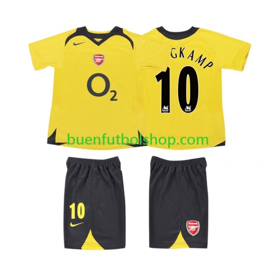 Camiseta de Fútbol Arsenal BERGKAMP 10 Retro 2005 2006 Segunda Equipación Manga Corta Niño