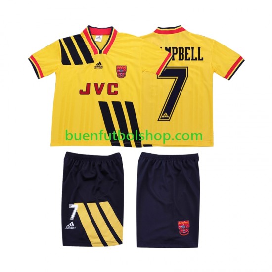 Camiseta de Fútbol Arsenal CAMPBELL 7 Retro 1993 1994 Segunda Equipación Manga Corta Niño Camiseta de Fútbol Arsenal CAMPBELL 7 Retro 1993 1994 Segunda Equipación Manga Corta Niño