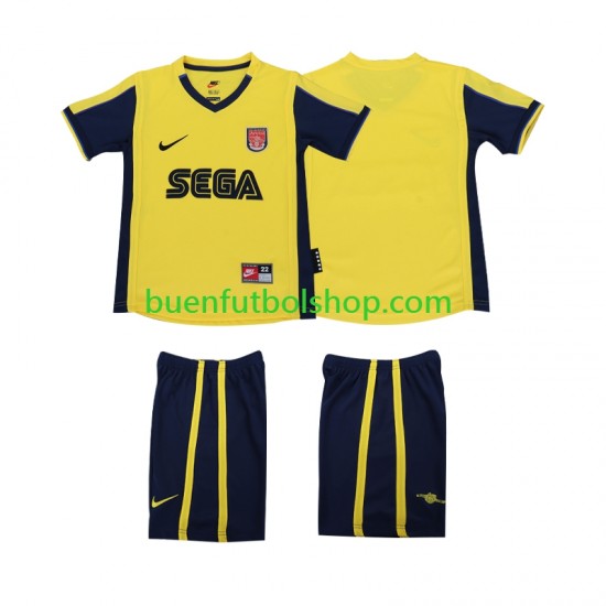 Camiseta de Fútbol Arsenal Retro 2000 2001 Segunda Equipación Manga Corta Niño