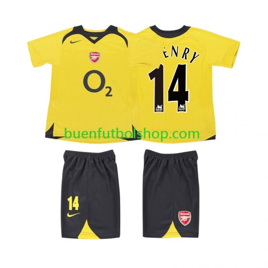 Camiseta de Fútbol Arsenal Thierry Henry 14 Retro 2005 2006 Segunda Equipación Manga Corta Niño