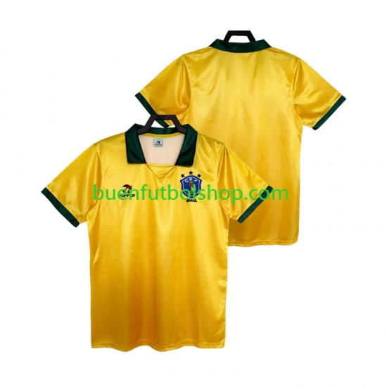 Camiseta de Fútbol Brasil Retro 1988 Primera Equipación Manga Corta Hombre