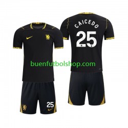 Camiseta de Fútbol Chelsea Moises Caicedo 25 2026-2027 Segunda Equipación Manga Corta Niño