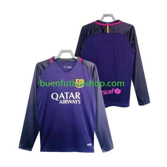 Camiseta de Fútbol FC Barcelona Retro 2016 2017 Segunda Equipación Manga Larga Hombre Camiseta de Fútbol FC Barcelona Retro 2016 2017 Segunda Equipación Manga Larga Hombre