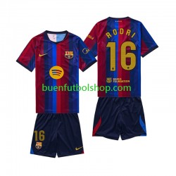 Camiseta de Fútbol FC Barcelona Rodri 16 2026-2027 Primera Equipación Manga Corta Niño