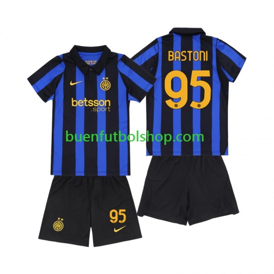 Camiseta de Fútbol Inter Milan Alessandro Bastoni 95 2026-2027 Primera Equipación Manga Corta Niño
