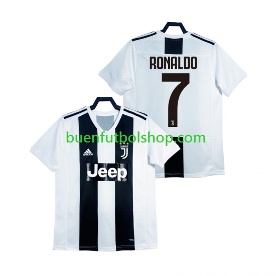 Camiseta de Fútbol Juventus Cristiano Ronaldo Retro 2018 2019 Primera Equipación Manga Corta Hombre