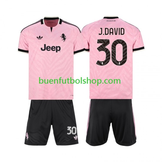 Camiseta de Fútbol Juventus Jonathan David 30 2026-2027 Segunda Equipación Manga Corta Niño