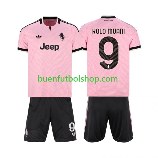 Camiseta de Fútbol Juventus Randal Kolo Muani 9 2026-2027 Segunda Equipación Manga Corta Niño