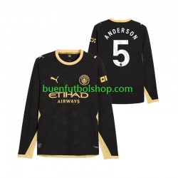 Camiseta de Fútbol Manchester City Elliot Anderson 5 2026-2027 Segunda Equipación Manga Larga Hombre