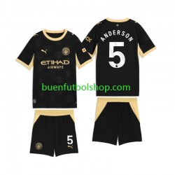 Camiseta de Fútbol Manchester City Elliot Anderson 5 2026-2027 Segunda Equipación Manga Corta Niño