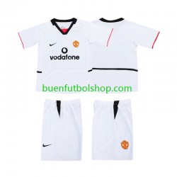 Manchester United Football Shirt 2002 2003 Segunda Equipación Manga Corta Niño
