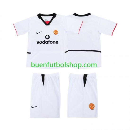 Manchester United Football Shirt 2002 2003 Segunda Equipación Manga Corta Niño