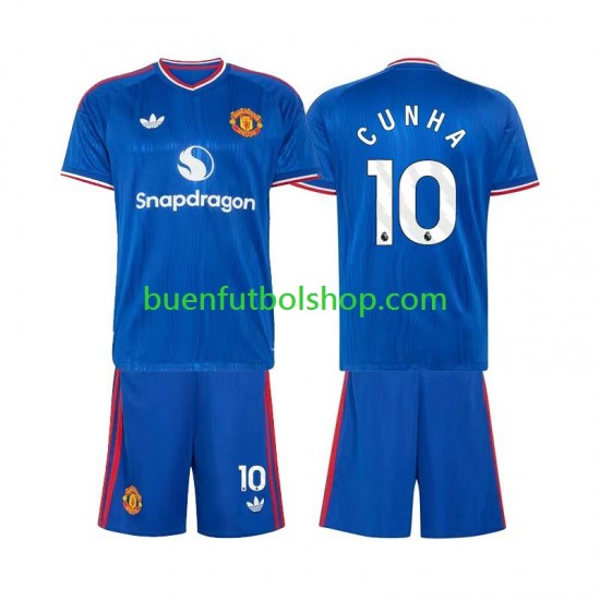 Camiseta de Fútbol Manchester United Matheus Cunha 10 2026-2027 Segunda Equipación Manga Corta Niño