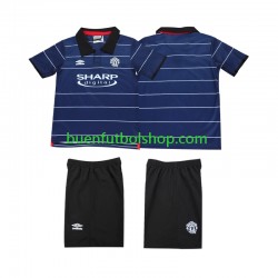 Camiseta de Fútbol Manchester United Retro 1999 2000 Segunda Equipación Manga Corta Niño