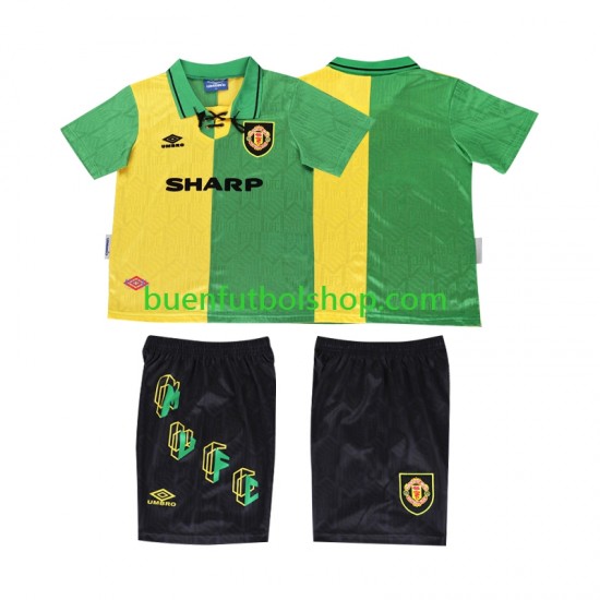 Camiseta de Fútbol Manchester United Retro 1992 1994 Tercera Equipación Manga Corta Niño