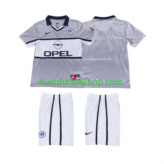 Camiseta de Fútbol Paris Saint-Germain Retro 2000 2001 Segunda Equipación Manga Corta Niño