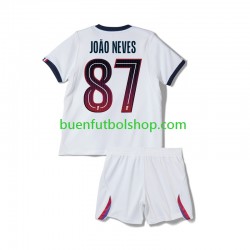 Camiseta de Fútbol Paris Saint-Germain Joao Neves 87 2026-2027 Segunda Equipación Manga Corta Niño