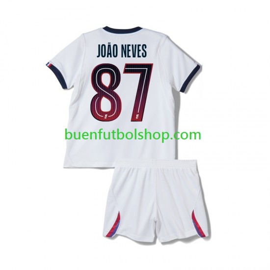 Camiseta de Fútbol Paris Saint-Germain Joao Neves 87 2026-2027 Segunda Equipación Manga Corta Niño