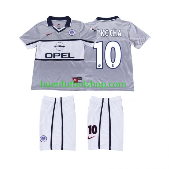 Camiseta de Fútbol Paris Saint-Germain OKOCHA 10 Retro 2000 2001 Segunda Equipación Manga Corta Niño