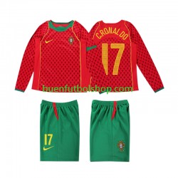 Camiseta de Fútbol Portugal Cristiano Ronaldo 17 Retro 2004 Primera Equipación Manga Larga Niño