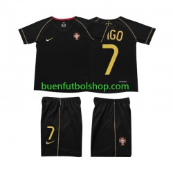 Camiseta de Fútbol Portugal FIGO 7 Retro 2006 Segunda Equipación Manga Corta Niño