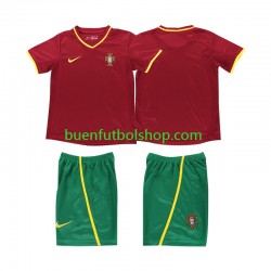 Camiseta de Fútbol Portugal Retro 2002 Primera Equipación Manga Corta Niño