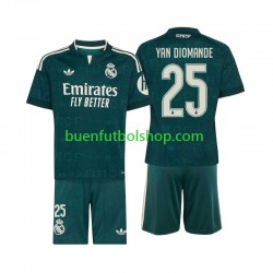 Camiseta de Fútbol Real Madrid Yan Diomande 25 2026-2027 Segunda Equipación Manga Corta Niño