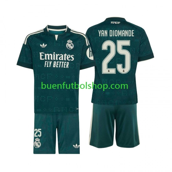 Camiseta de Fútbol Real Madrid Yan Diomande 25 2026-2027 Segunda Equipación Manga Corta Niño