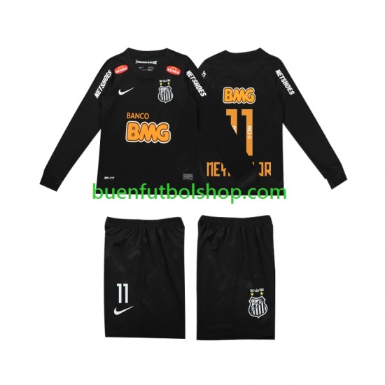 Camiseta de Fútbol Santos NEYMAR JR 11 Retro Classic 2012 2013 Segunda Equipación Manga Larga Niño