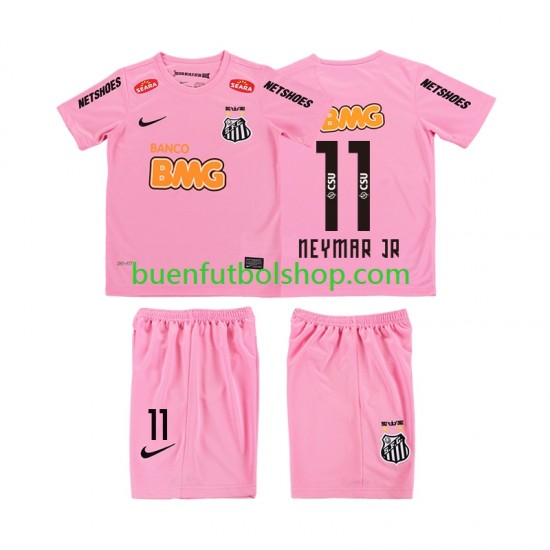 Camiseta de Fútbol Santos Neymar JR 11 Retro 2012 2013 Cuarta Equipación Manga Corta Niño