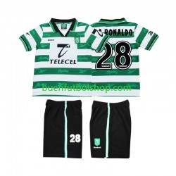 Camiseta de Fútbol Sporting CP Cristiano Ronaldo 28 Retro 1999 2000 Primera Equipación Manga Corta Niño