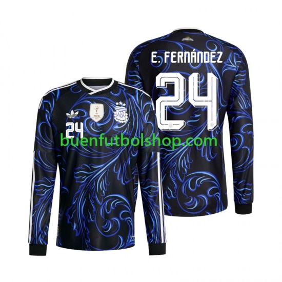 Camiseta de Fútbol Argentina Enzo Fernandez 24 World Cup 2026 Segunda Equipación Manga Larga Hombre