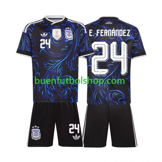 Camiseta de Fútbol Argentina Enzo Fernandez 24 World Cup 2026 Segunda Equipación Manga Corta Niño