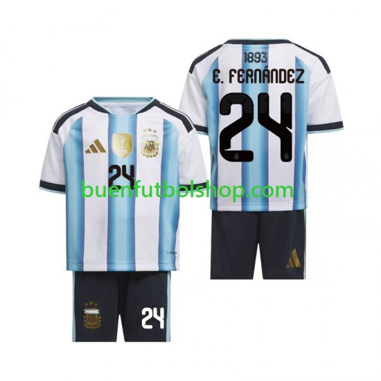 Camiseta de Fútbol Argentina Enzo Fernandez 24 World Cup 2026 Primera Equipación Manga Corta Niño