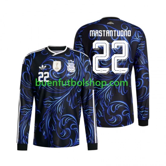 Camiseta de Fútbol Argentina Franco Mastantuono 22 World Cup 2026 Segunda Equipación Manga Larga Hombre