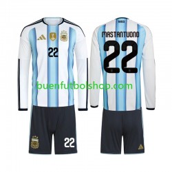 Camiseta de Fútbol Argentina Franco Mastantuono 22 World Cup 2026 Primera Equipación Manga Larga Niño
