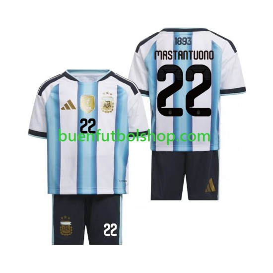 Camiseta de Fútbol Argentina Franco Mastantuono 22 World Cup 2026 Primera Equipación Manga Corta Niño