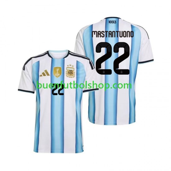 Camiseta de Fútbol Argentina Franco Mastantuono 22 World Cup 2026 Primera Equipación Manga Corta Hombre