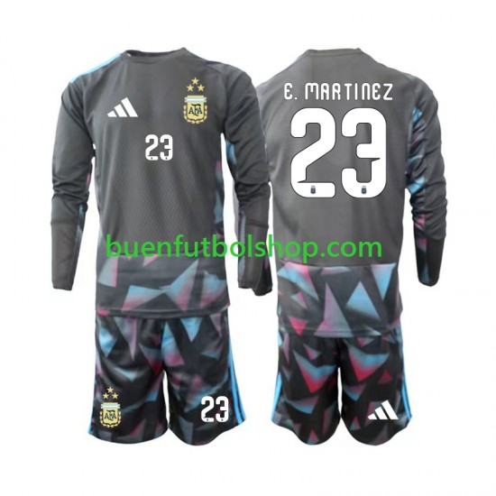 Camiseta de Fútbol Argentina Portero Emiliano Martinez 23 World Cup 2026 Primera Equipación Manga Larga Niño