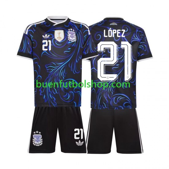 Camiseta de Fútbol Argentina Jose Manuel Lopez 21 World Cup 2026 Segunda Equipación Manga Corta Niño