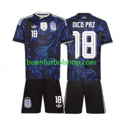 Camiseta de Fútbol Argentina Nico Paz 18 World Cup 2026 Segunda Equipación Manga Corta Niño